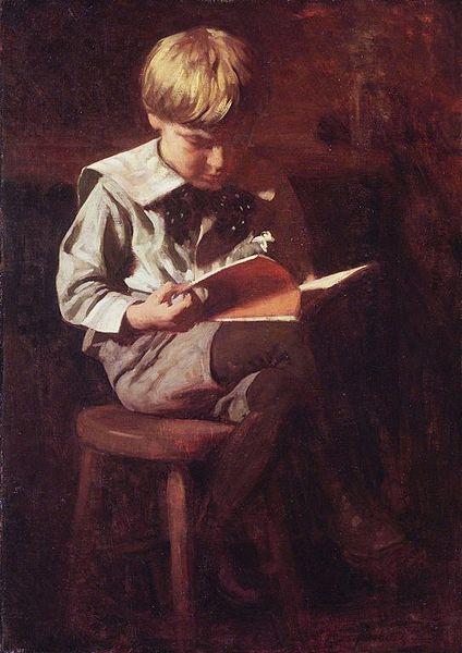Thomas Pollock Anshutz Boy Reading: Ned Anshutz oil painting picture